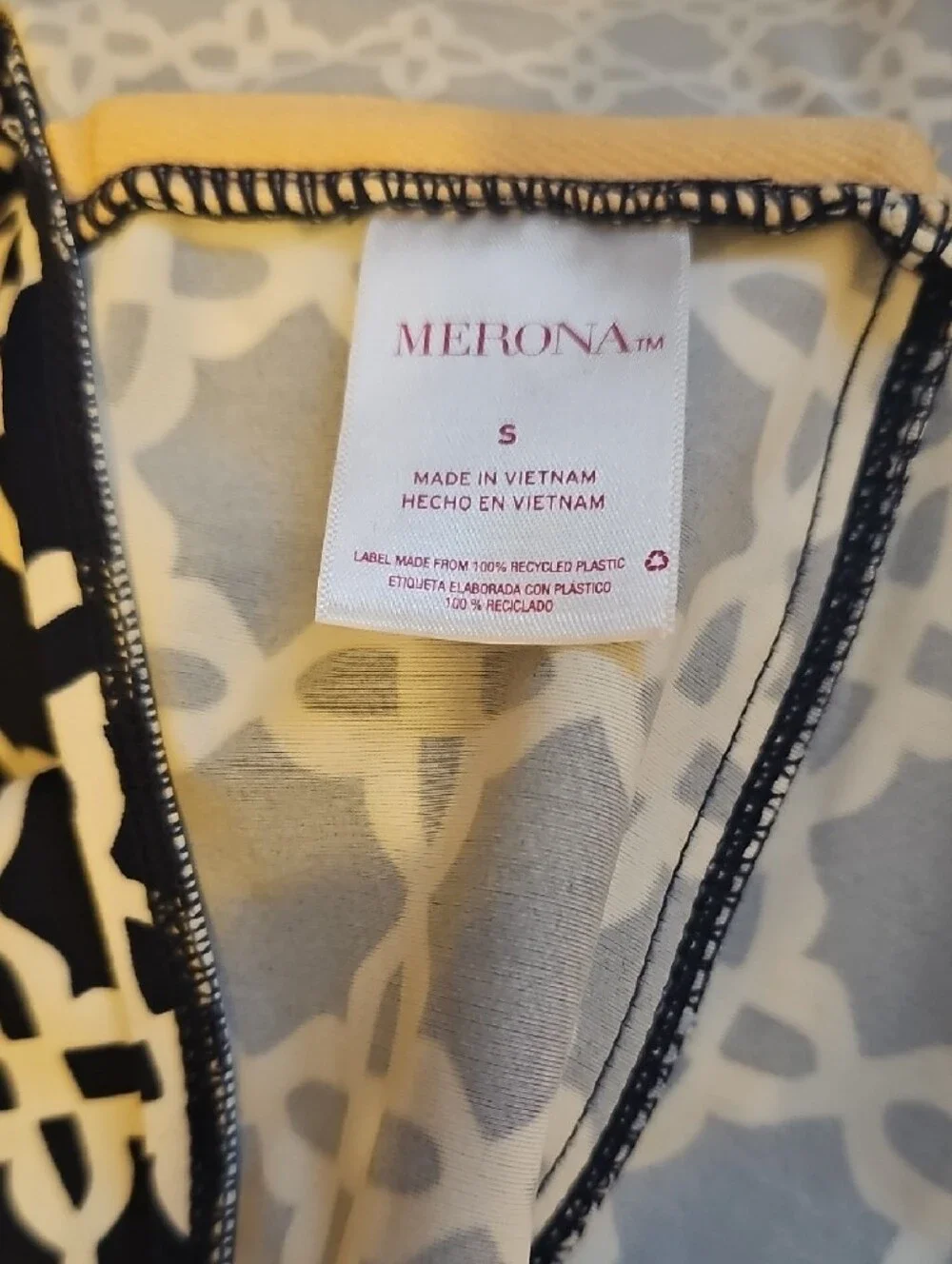 Merona Navy and White Patterned Halter Swim Top Size S